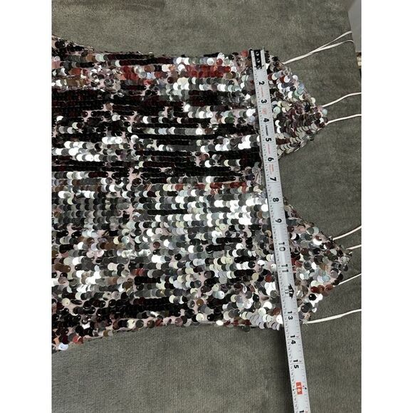 ZARA Dress XS Silver Strappy Sequin Midi Party 9373/567 Prom V-Neck Sparkle - Picture 11 of 16